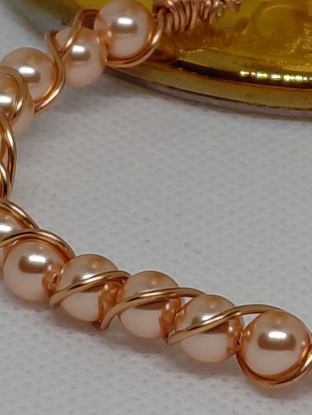 Artisan Vintage Marigold Collection Peach Swarovski Crystal Pearl Bracelet - Picture 6 of 7